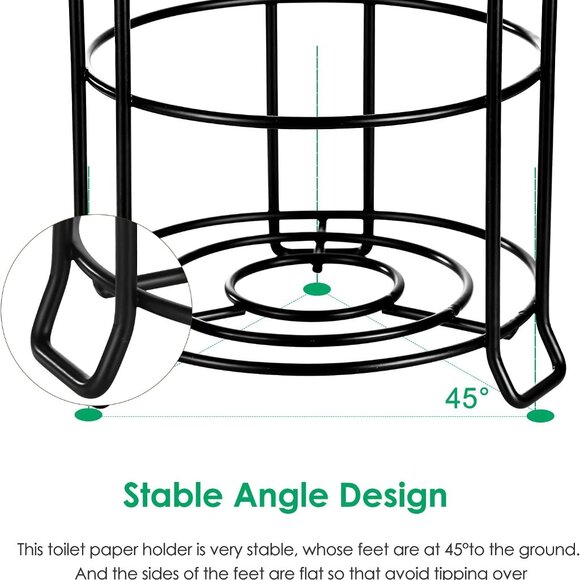 Vintage Black Metal Toilet Paper Stand and Dispenser for 4 Rolls - Easy Assembly - Picture 5 of 7